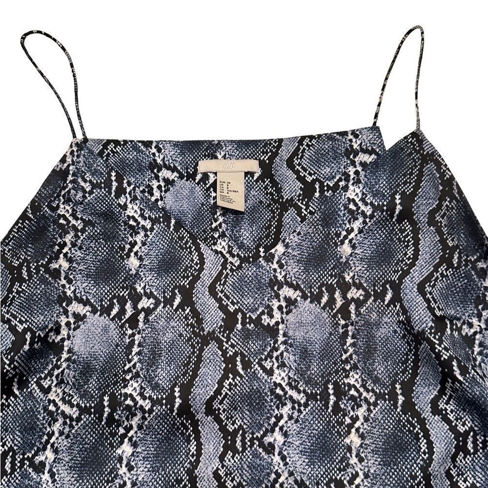 H&M Blue & White Snake Print Silk Cami Size 8